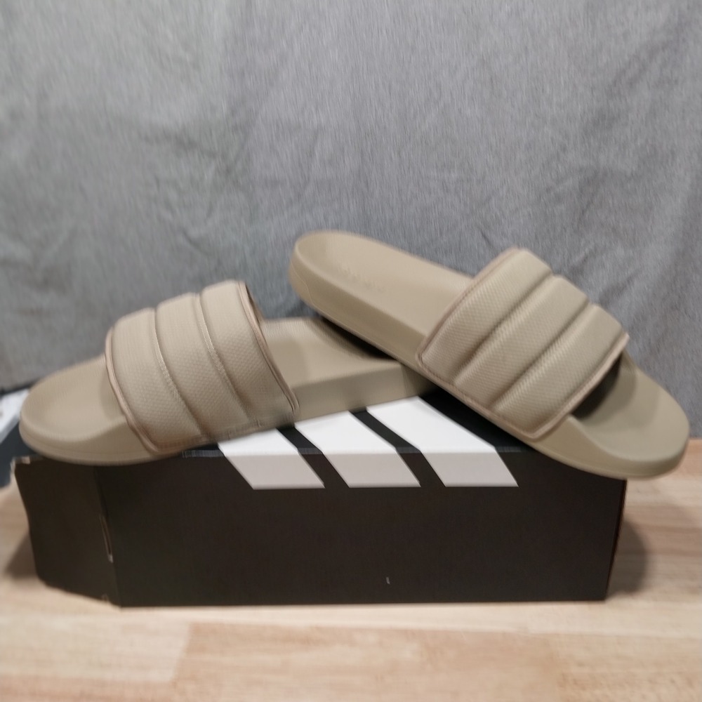 Adidas Adilette Noshower Slides Mens Quilted Padded Sandal 18 Tan JR3261